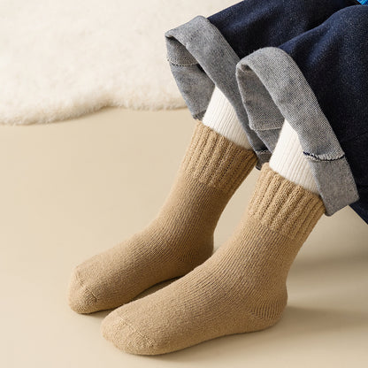 2-Pack Kids' Warm Wool Socks - Thick Fleece-Lined, Solid Colors