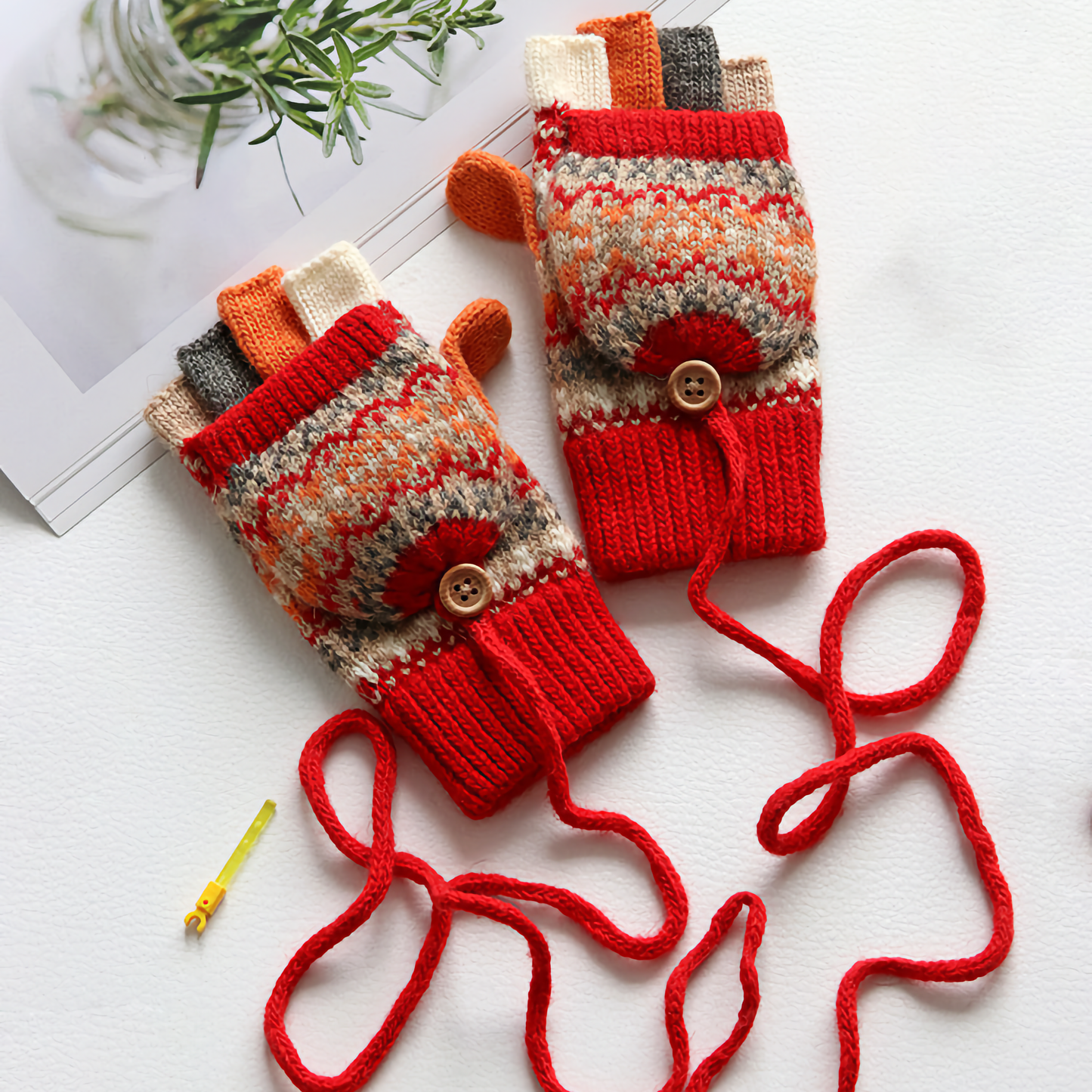 Kids' Woolen Flip-Cover Gloves - Warm & Cozy for Winter