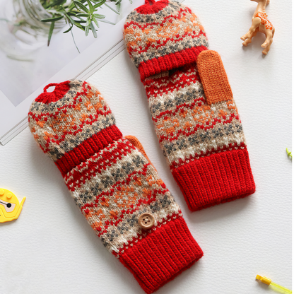 Kids' Woolen Flip-Cover Gloves - Warm & Cozy for Winter
