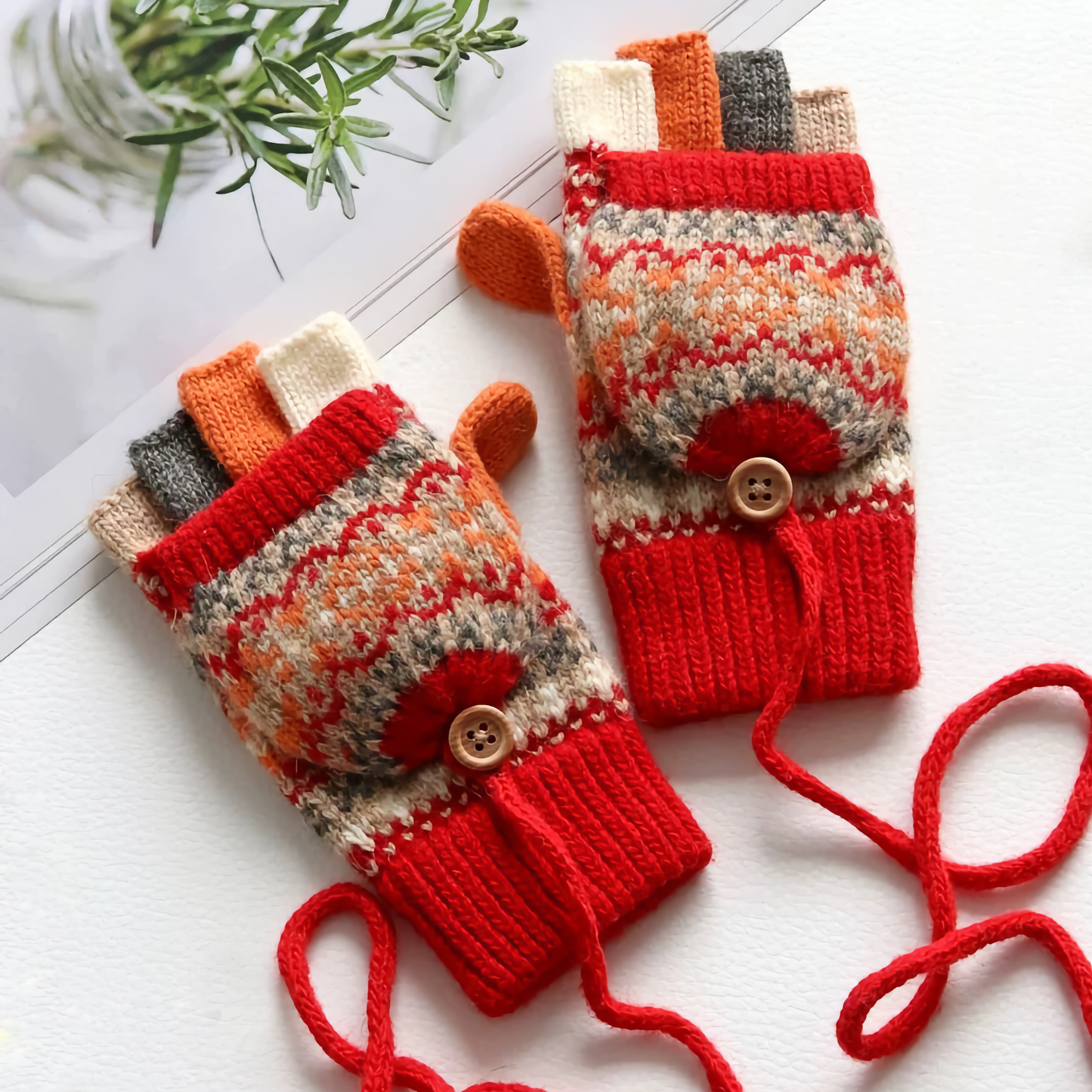 Kids' Woolen Flip-Cover Gloves - Warm & Cozy for Winter