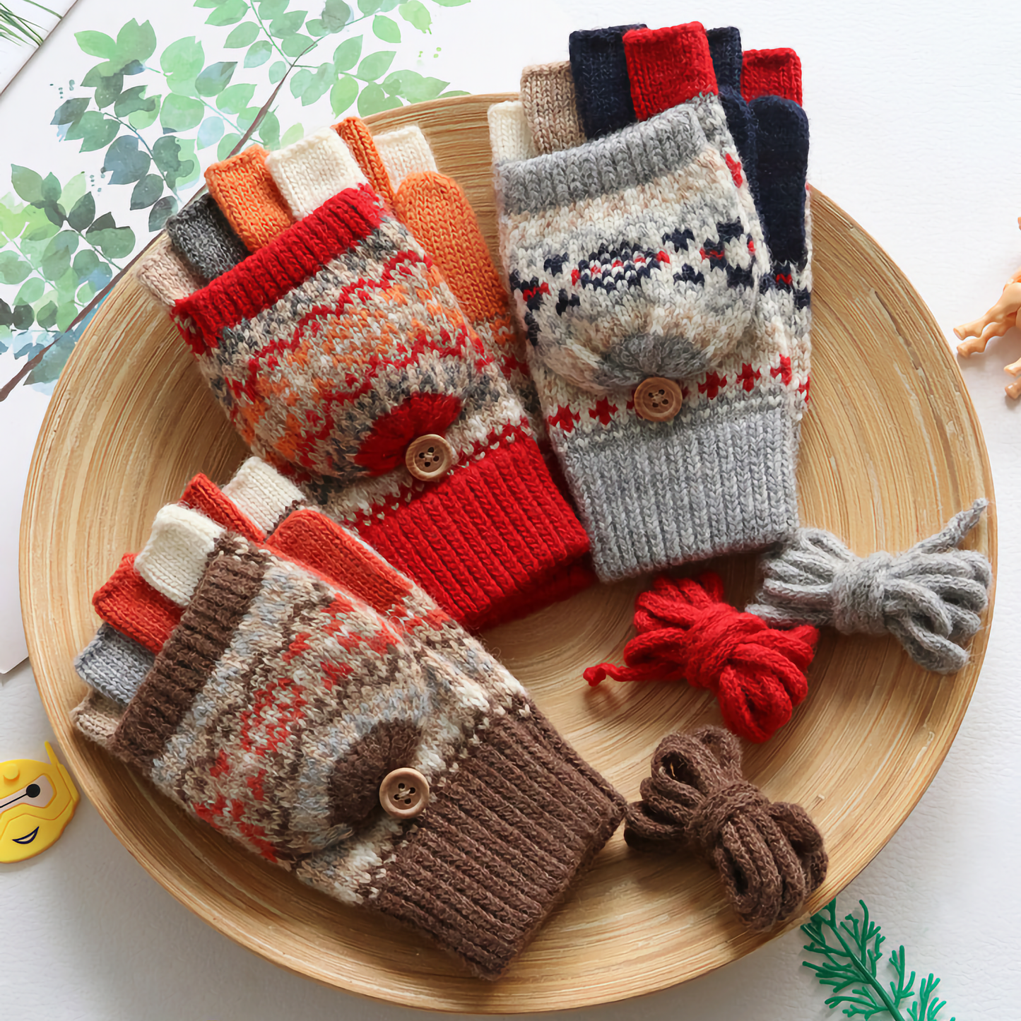 Kids' Woolen Flip-Cover Gloves - Warm & Cozy for Winter