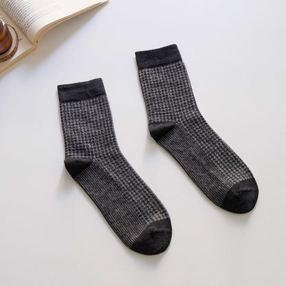 5-Pack Men’s Houndstooth Crew Socks – Rabbit Hair Blend