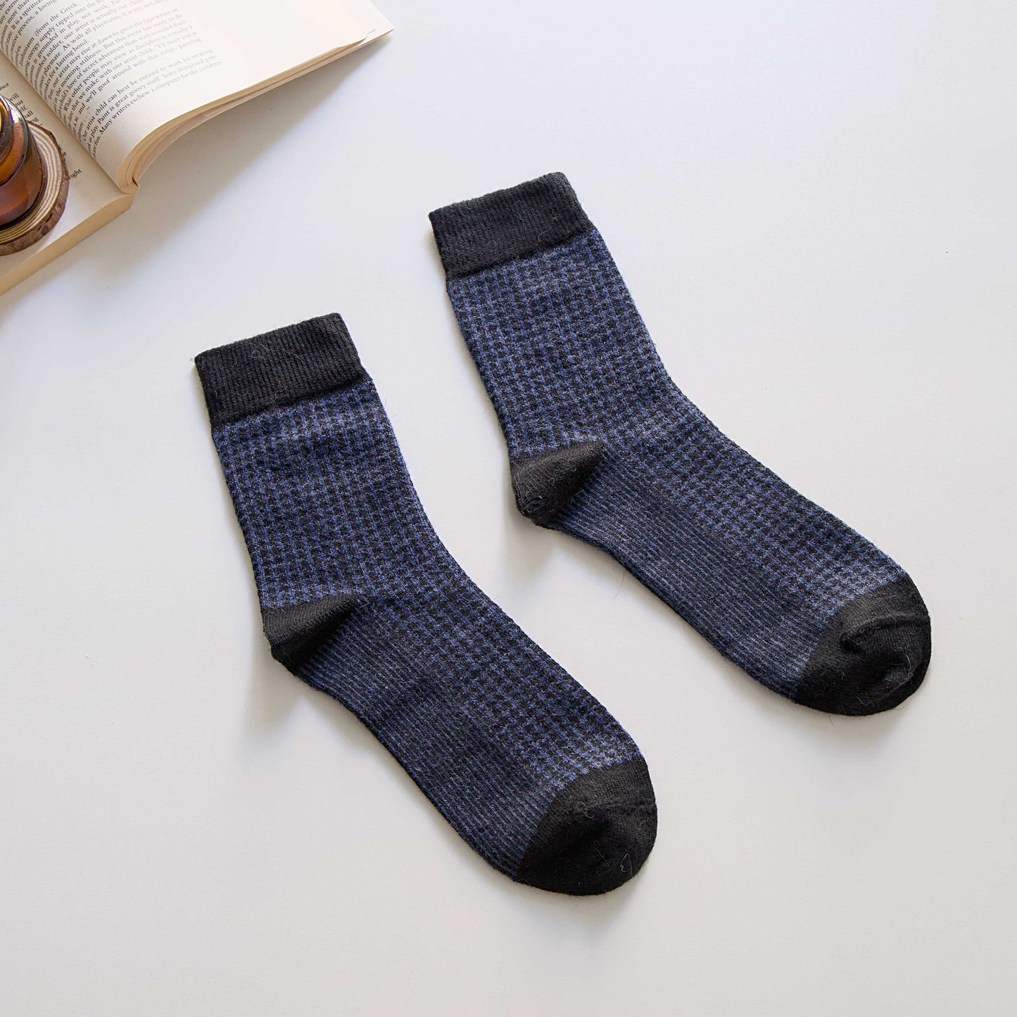 5-Pack Men’s Houndstooth Crew Socks – Rabbit Hair Blend