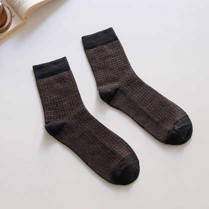 5-Pack Men’s Houndstooth Crew Socks – Rabbit Hair Blend