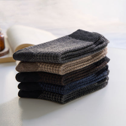 5-Pack Men’s Houndstooth Crew Socks – Rabbit Hair Blend