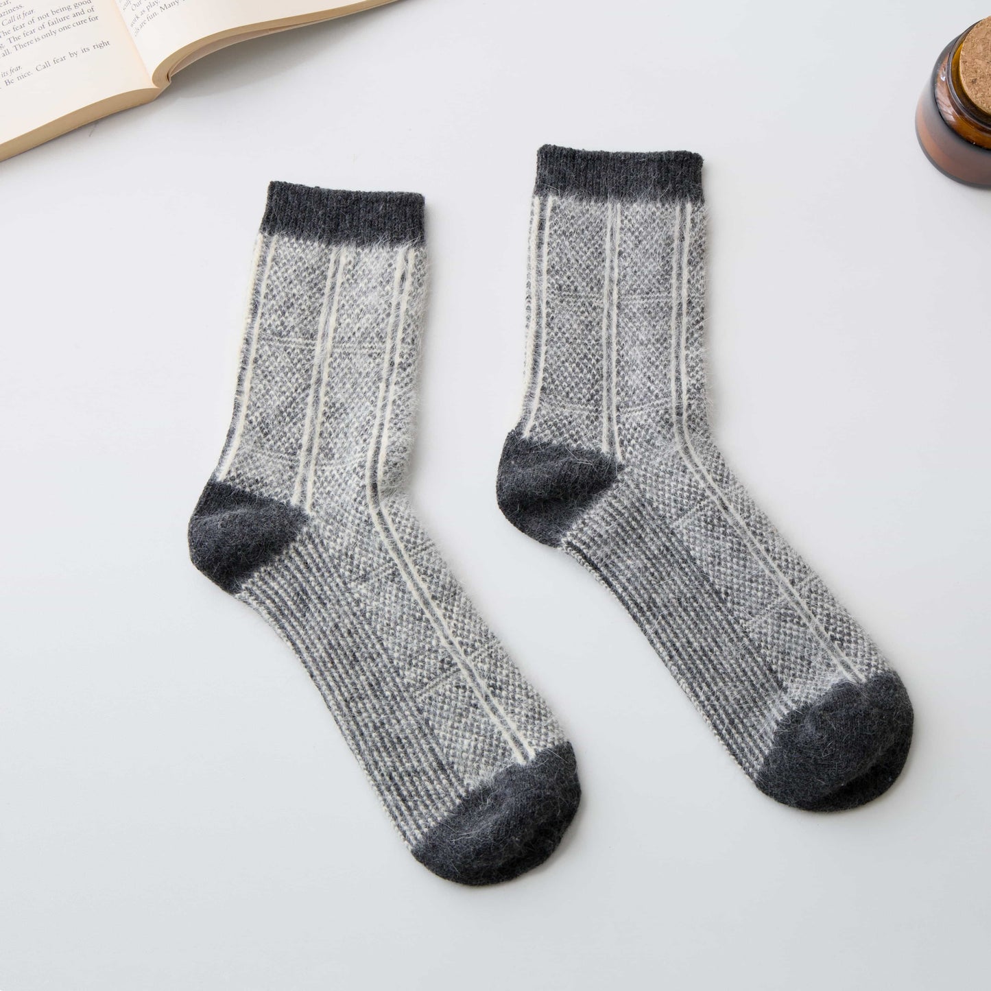 2-Pack Men’s Rabbit Hair Blend Crew Socks – Warm Knit