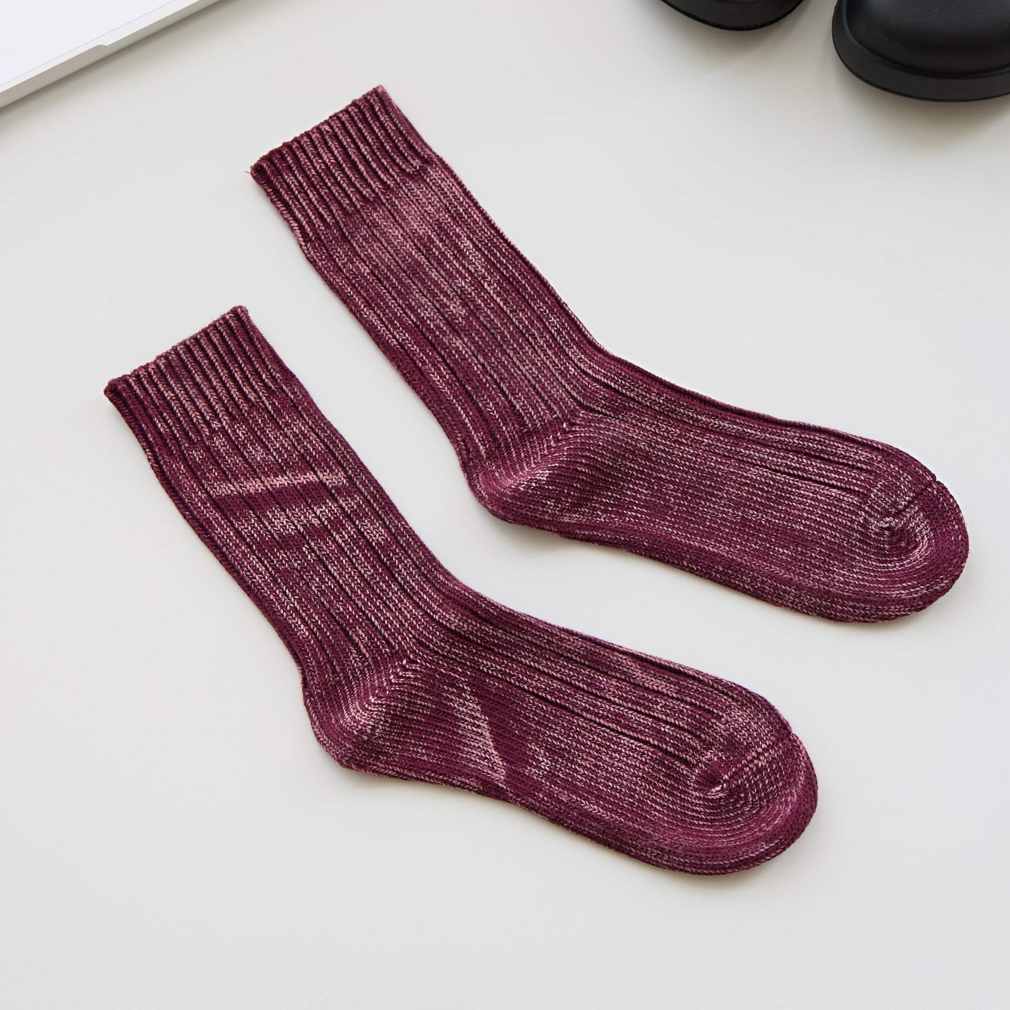 2-Pack Men’s Vintage Marled Cotton Crew Socks – Heritage Rib Knit