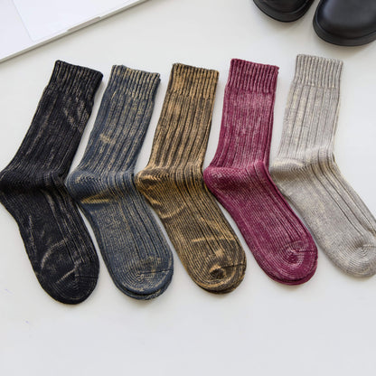 2-Pack Men’s Vintage Marled Cotton Crew Socks – Heritage Rib Knit