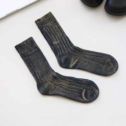 2-Pack Men’s Vintage Marled Cotton Crew Socks – Heritage Rib Knit