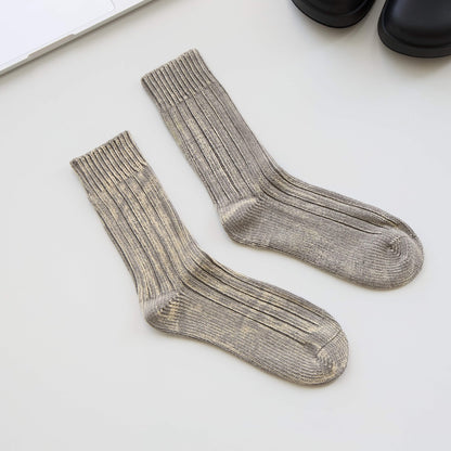2-Pack Men’s Vintage Marled Cotton Crew Socks – Heritage Rib Knit