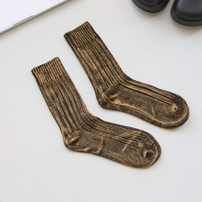 2-Pack Men’s Vintage Marled Cotton Crew Socks – Heritage Rib Knit