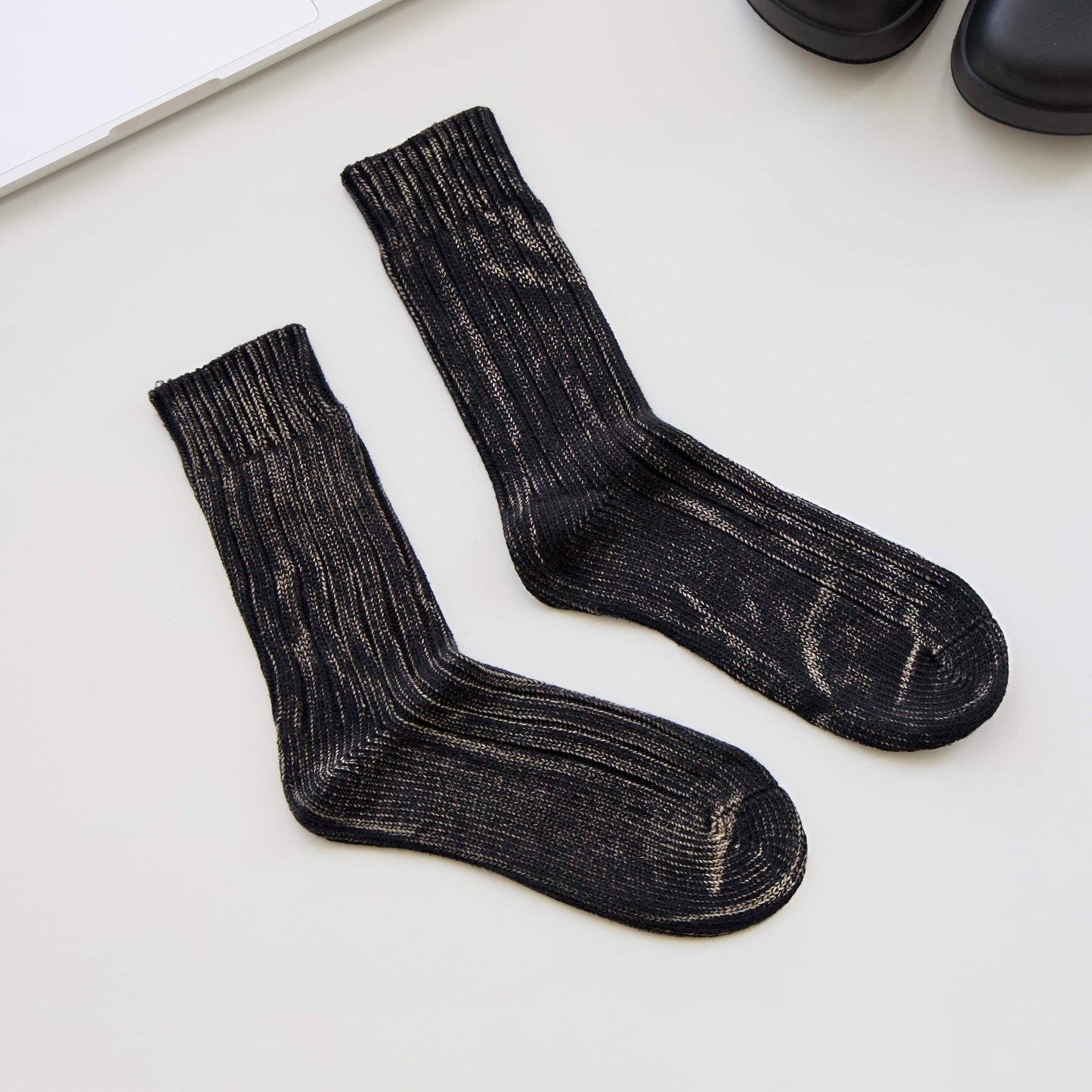2-Pack Men’s Vintage Marled Cotton Crew Socks – Heritage Rib Knit