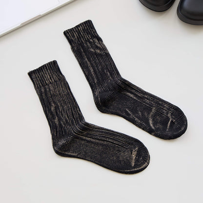 2-Pack Men’s Vintage Marled Cotton Crew Socks – Heritage Rib Knit