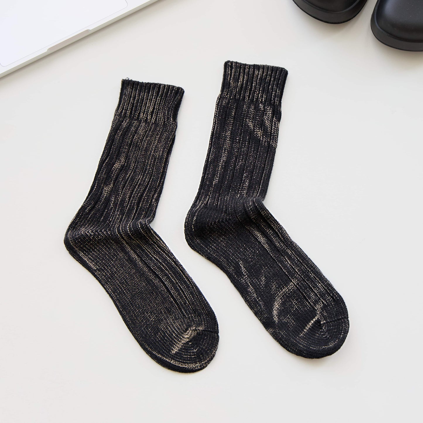 2-Pack Men’s Vintage Marled Cotton Crew Socks – Heritage Rib Knit
