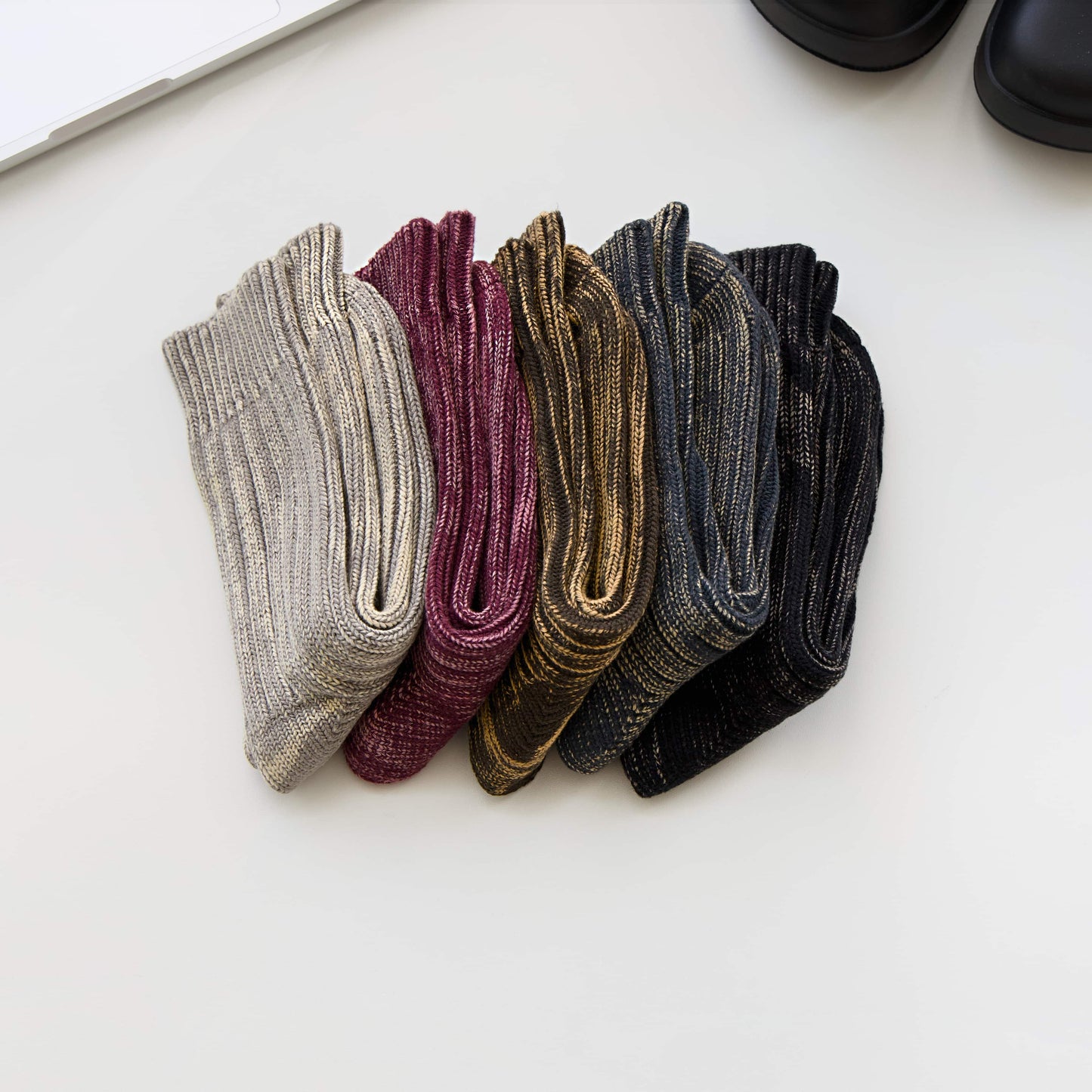 2-Pack Men’s Vintage Marled Cotton Crew Socks – Heritage Rib Knit