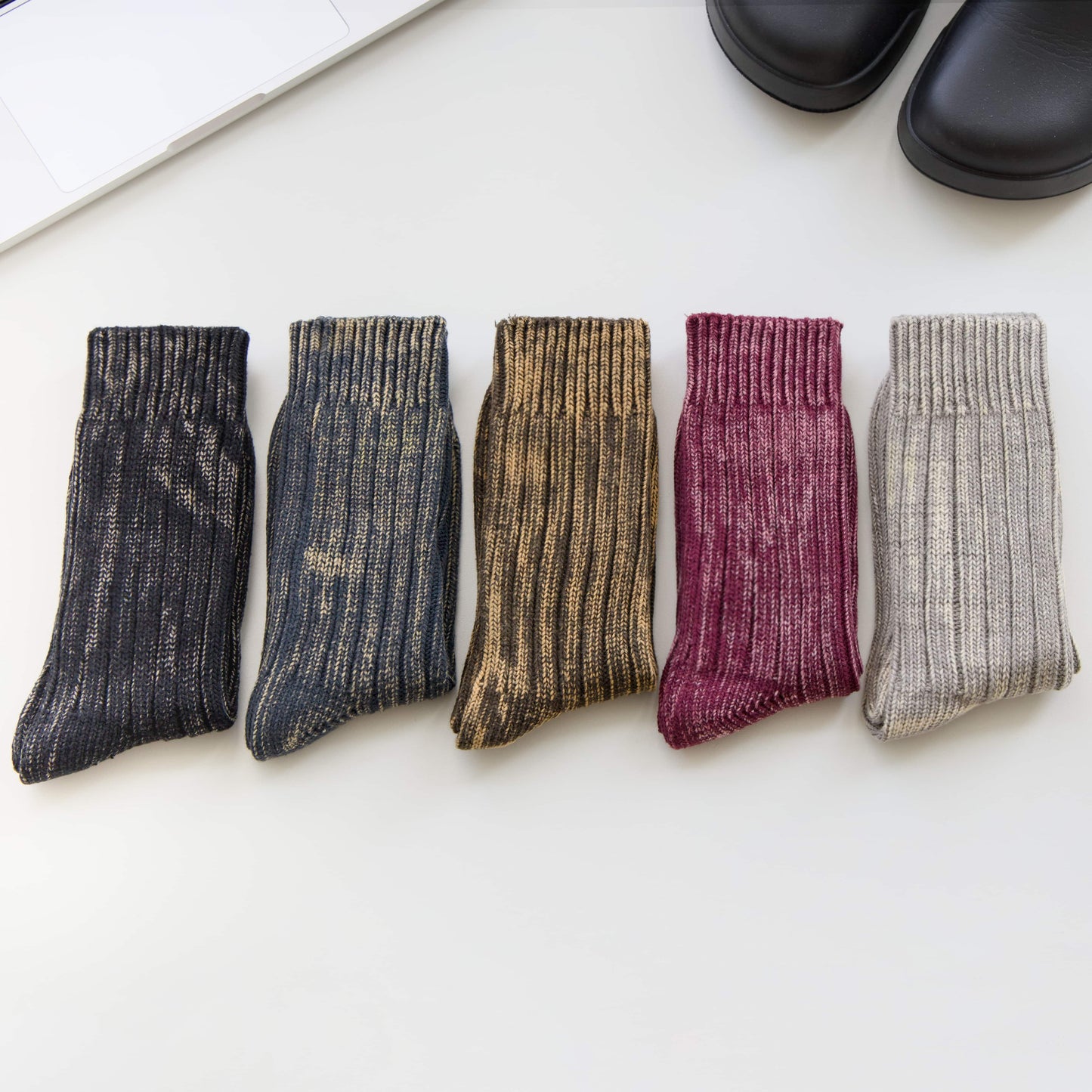 2-Pack Men’s Vintage Marled Cotton Crew Socks – Heritage Rib Knit