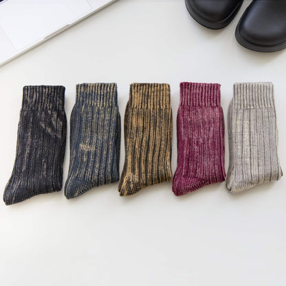 2-Pack Men’s Vintage Marled Cotton Crew Socks – Heritage Rib Knit