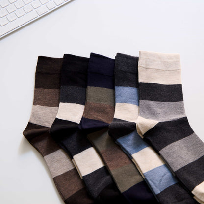 5-Pack Men's Wool Blend Crew Socks – Silk-Soft & Breathable