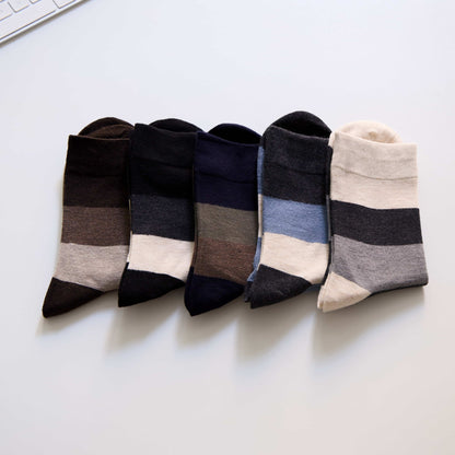 5-Pack Men's Wool Blend Crew Socks – Silk-Soft & Breathable