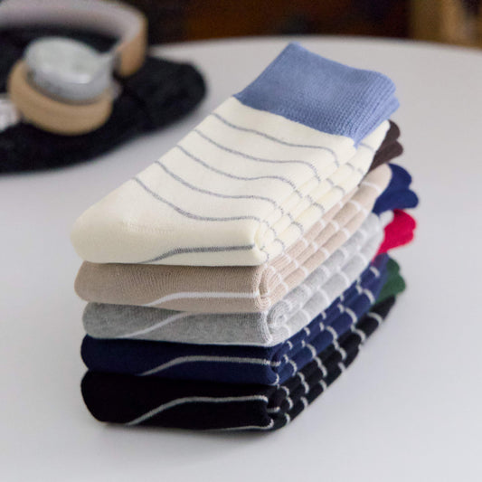 2-Pack Men’s Thick Striped Cotton Crew Socks – Soft & Durable