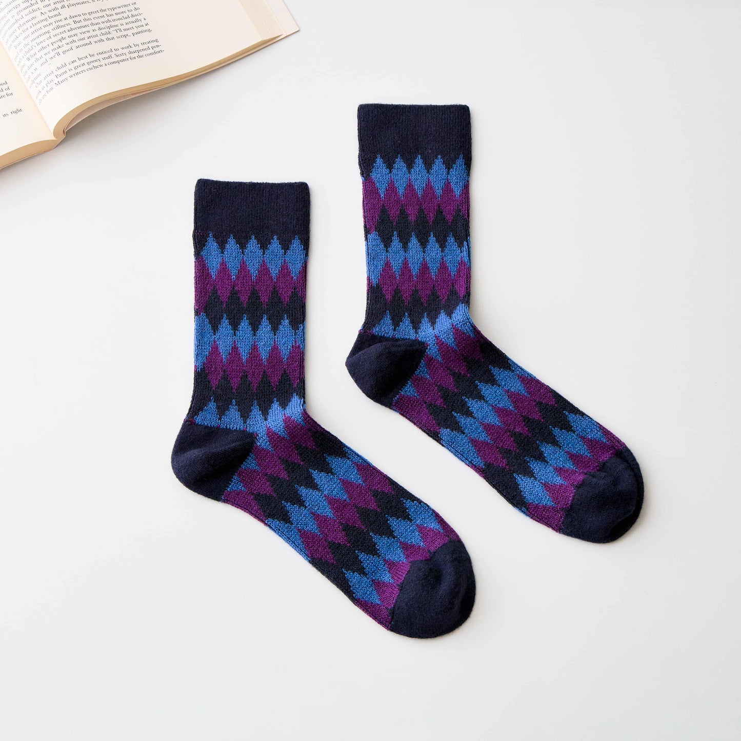 2-Pack Men’s Wool Blend Argyle Crew Socks – Retro Knit