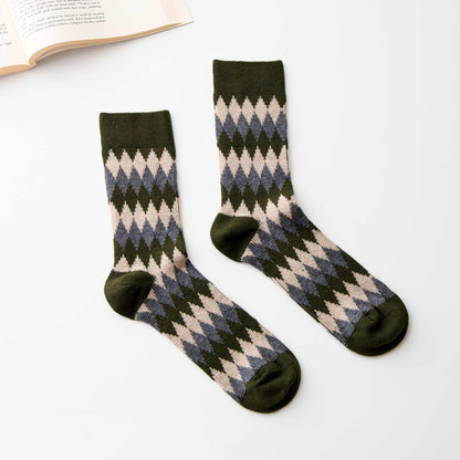 2-Pack Men’s Wool Blend Argyle Crew Socks – Retro Knit