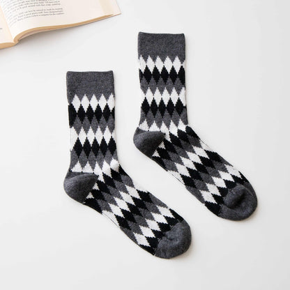 2-Pack Men’s Wool Blend Argyle Crew Socks – Retro Knit