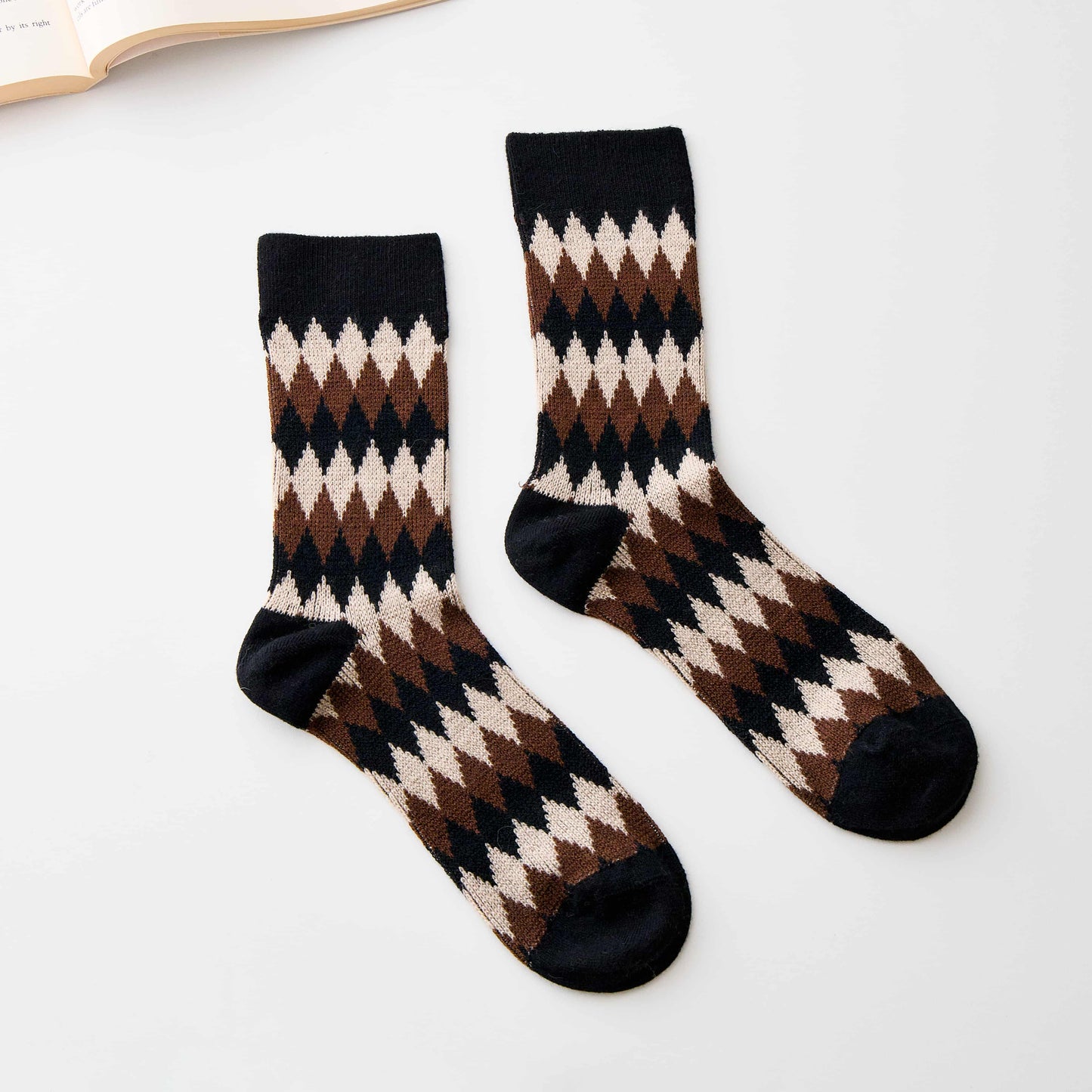 2-Pack Men’s Wool Blend Argyle Crew Socks – Retro Knit