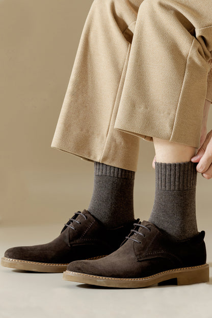 2-Pack Men's Wool Socks - Minimalist Warm Solid Colors for Winter