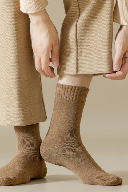 2-Pack Men's Wool Socks - Minimalist Warm Solid Colors for Winter