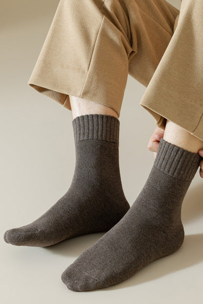 2-Pack Men's Wool Socks - Minimalist Warm Solid Colors for Winter