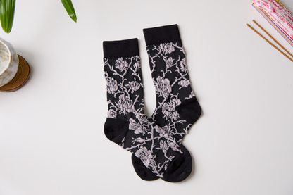 2-Pack Retro Floral Cotton Crew Socks – Breathable Vintage Style