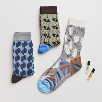 2-Pack Retro Geometric Cotton Crew Socks for Women