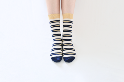 2-Pack Women's Retro Striped Cotton Socks - Soft & Breathable