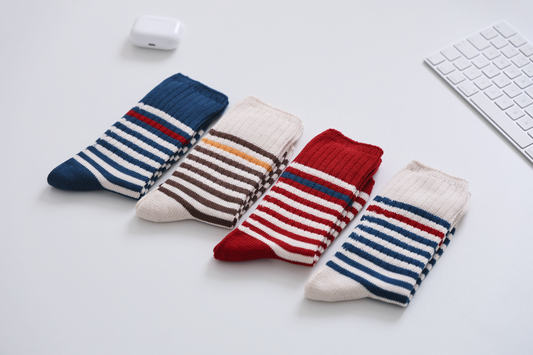 2-Pack Retro Striped Slouch Socks – Soft Cotton Crew for Women