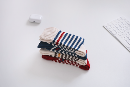 2-Pack Retro Striped Slouch Socks – Soft Cotton Crew for Women