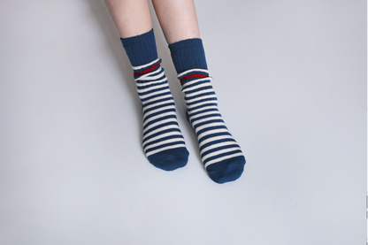 2-Pack Retro Striped Slouch Socks – Soft Cotton Crew for Women