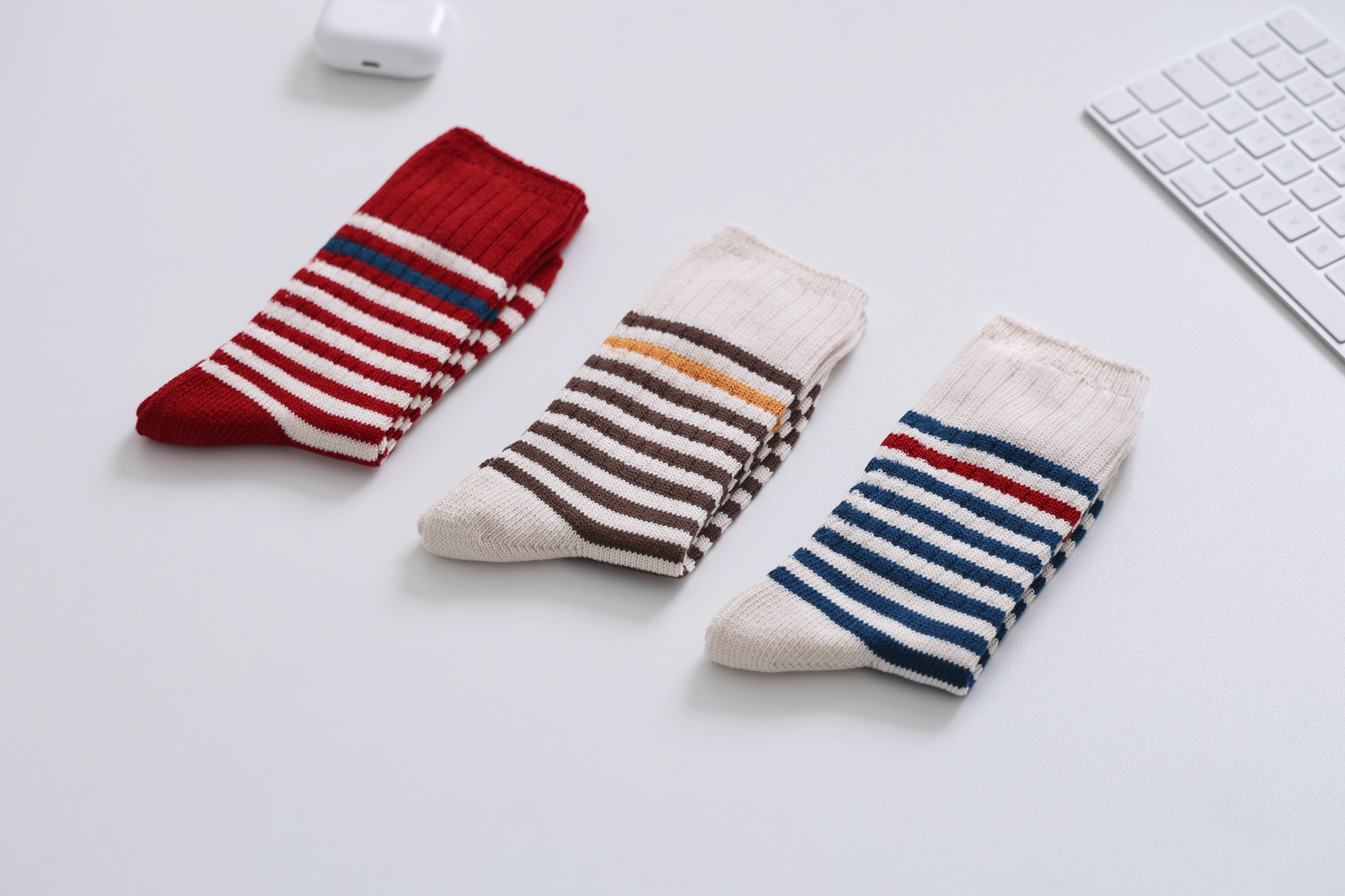 2-Pack Retro Striped Slouch Socks – Soft Cotton Crew for Women