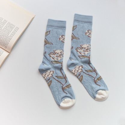 2-Pack Floral Sheer Socks for Women – Breathable Crew Style