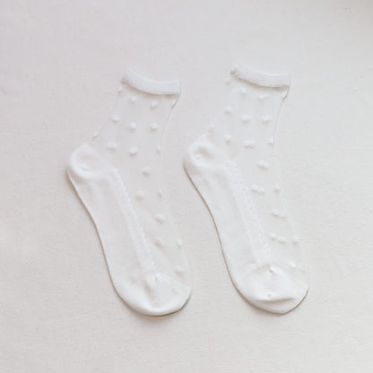 2-Pack Women's Sheer Polka Dot Ankle Socks – Lightweight Summer Style