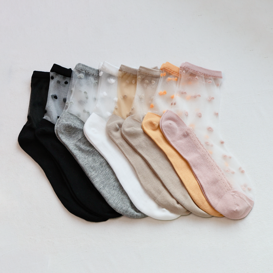 2-Pack Women's Sheer Polka Dot Ankle Socks – Lightweight Summer Style