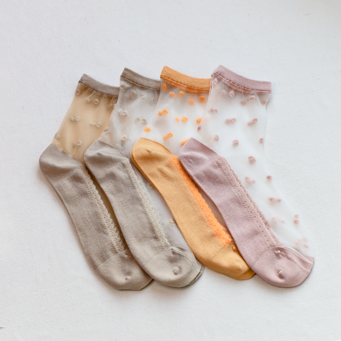 2-Pack Women's Sheer Polka Dot Ankle Socks – Lightweight Summer Style