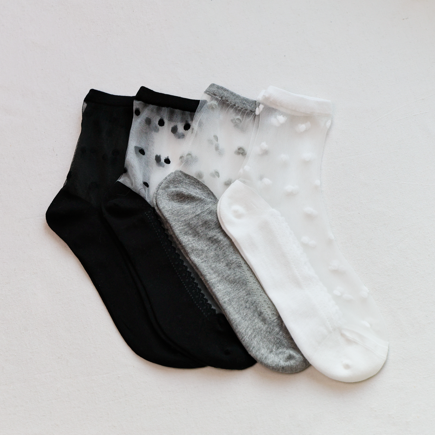 2-Pack Women's Sheer Polka Dot Ankle Socks – Lightweight Summer Style