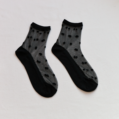 2-Pack Women's Sheer Polka Dot Ankle Socks – Lightweight Summer Style
