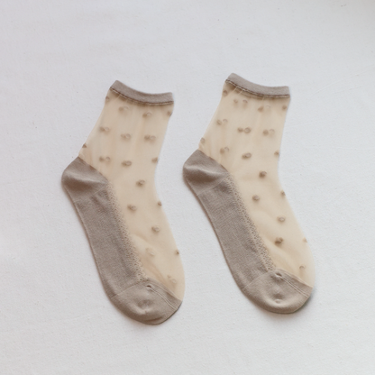 2-Pack Women's Sheer Polka Dot Ankle Socks – Lightweight Summer Style