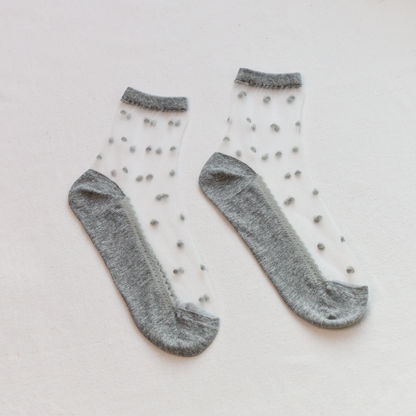 2-Pack Women's Sheer Polka Dot Ankle Socks – Lightweight Summer Style
