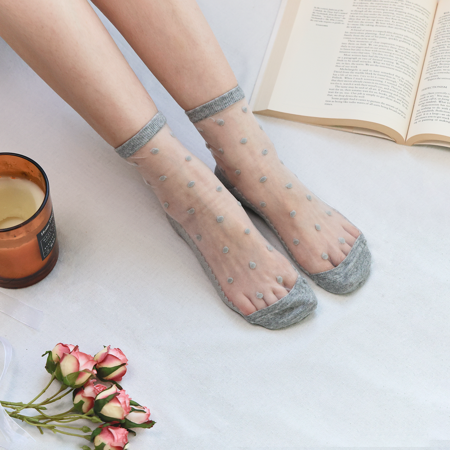 2-Pack Women's Sheer Polka Dot Ankle Socks – Lightweight Summer Style