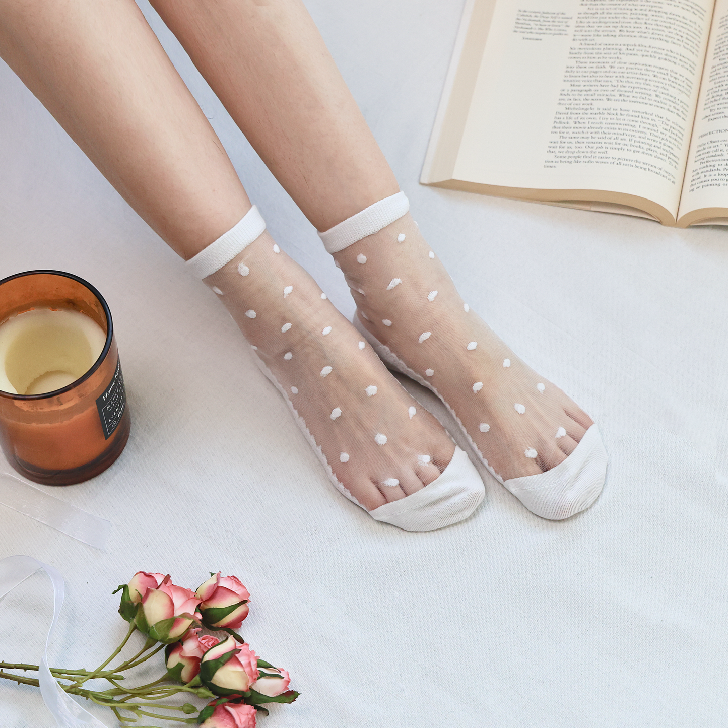 2-Pack Women's Sheer Polka Dot Ankle Socks – Lightweight Summer Style