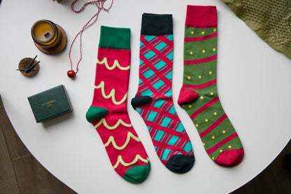 2-Pack Unisex Christmas Cotton Crew Socks – Festive Holiday Style