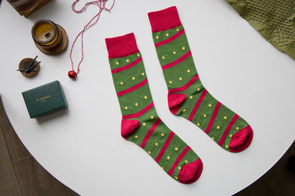 2-Pack Unisex Christmas Cotton Crew Socks – Festive Holiday Style